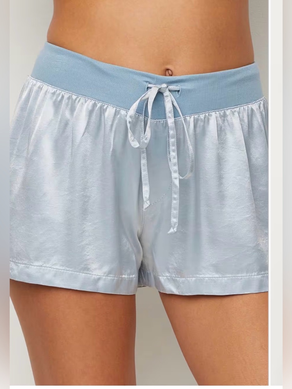 NWT Pj Harlow Mikel Satin Sleep Boxer Shorts Morning Blue , XS